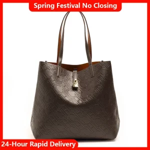 CH Solid Color Women's Bucket Bag Classic Luxury Letter Printing Simple Commuting Large Capacity Women's Handbag